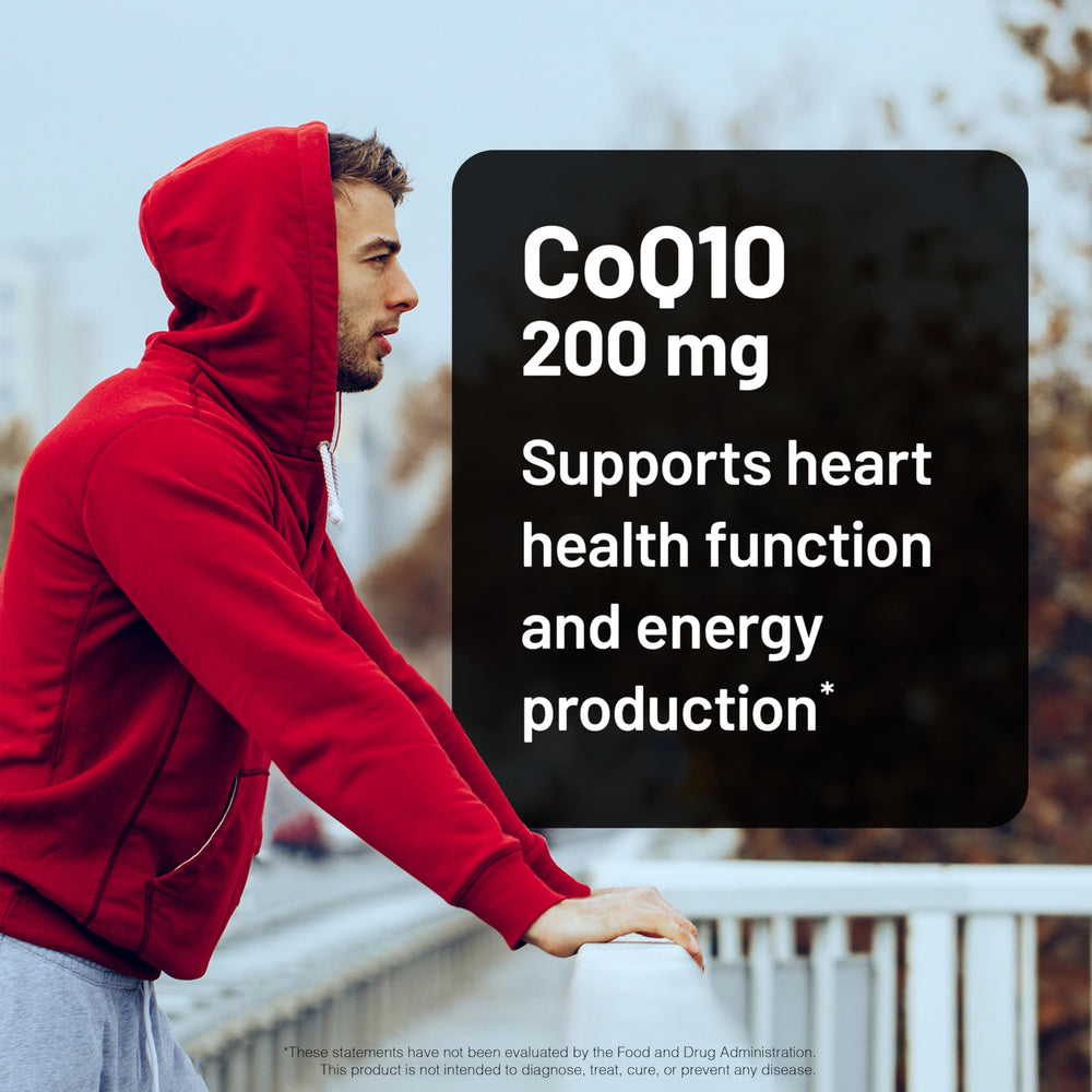 NatureWise CoQ10 200mg softgels label showing vegan and gluten-free claims