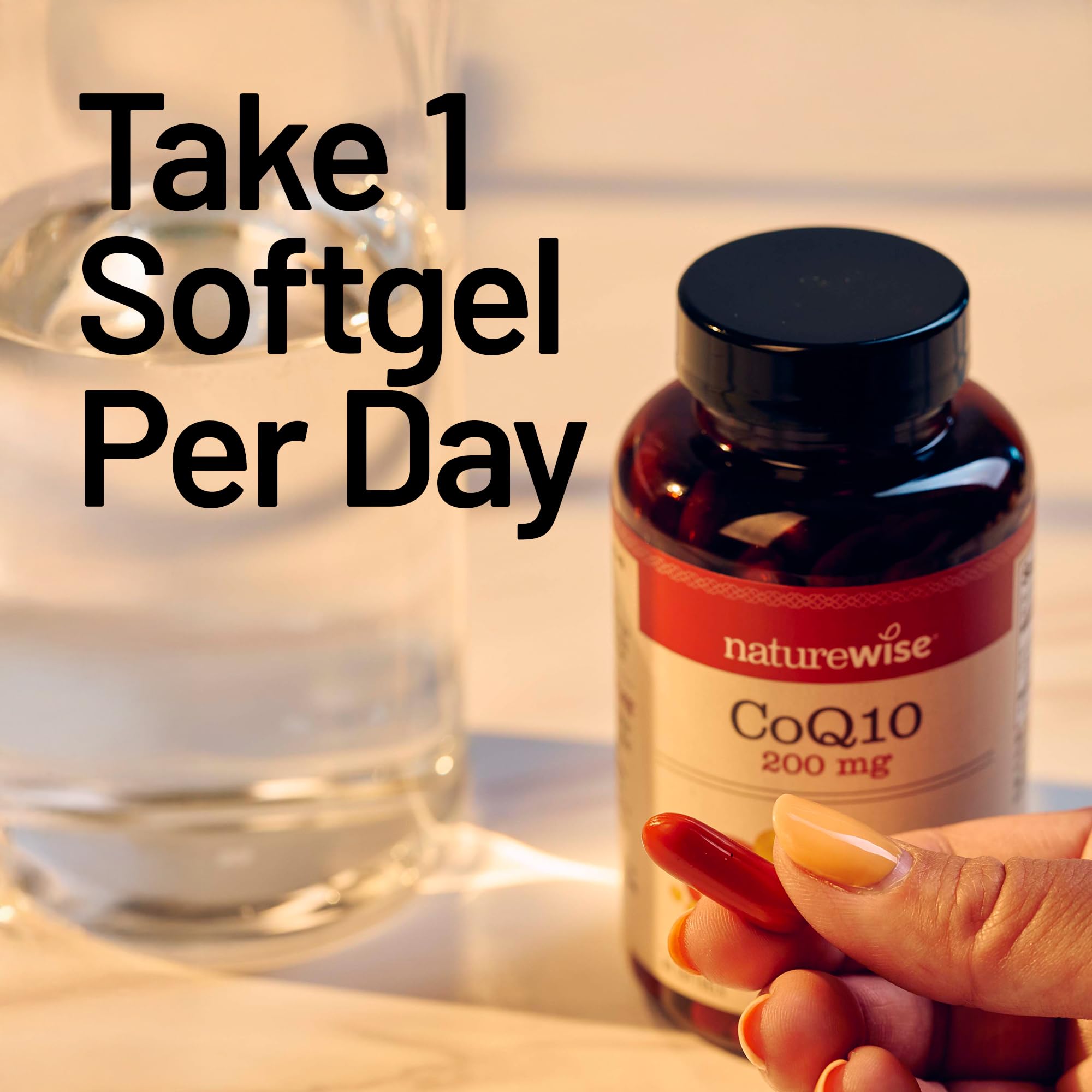 NatureWise CoQ10 third-party tested seal on bottle label