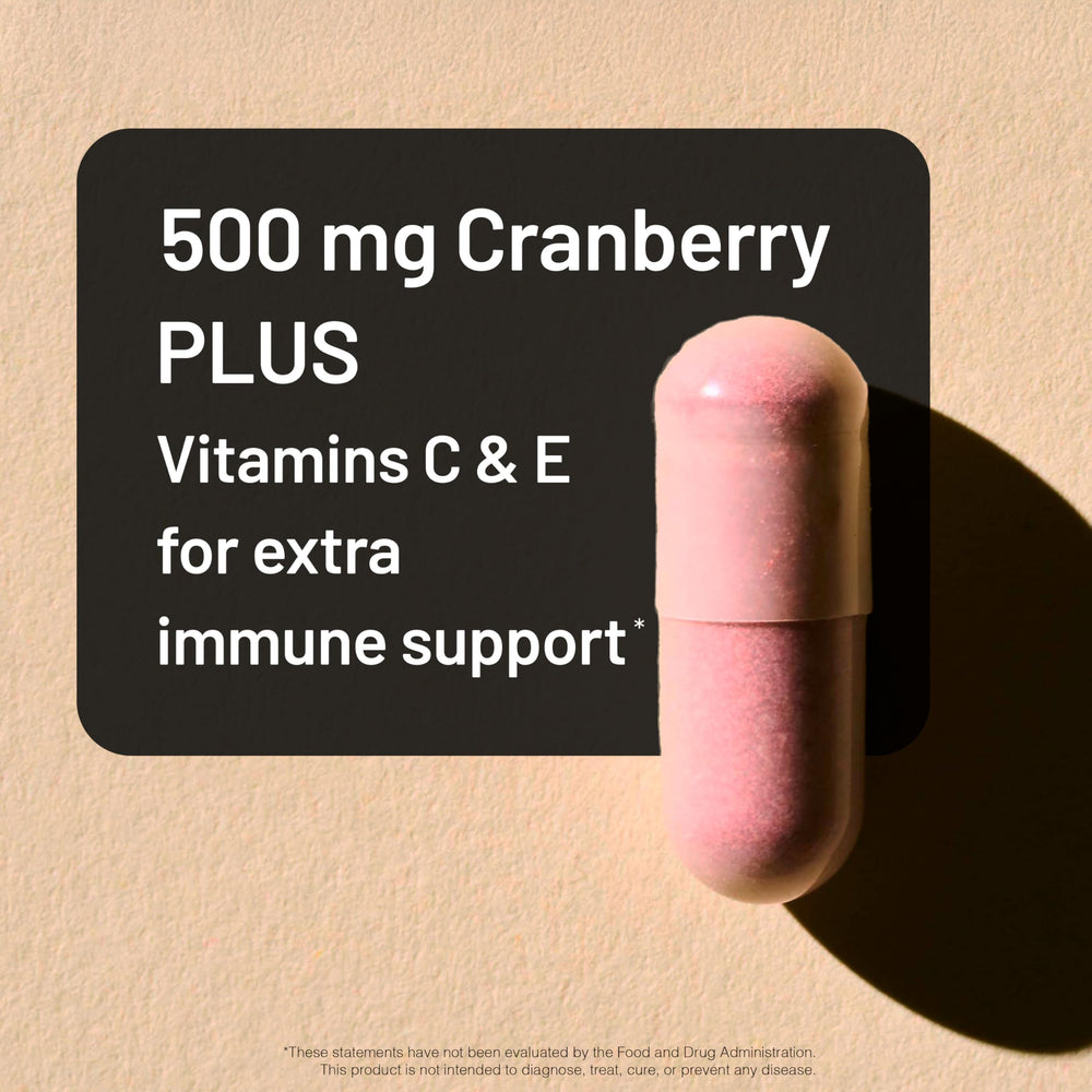 Vegan and non-GMO certification visible on NatureWise Cranberry Pills bottle.