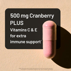 Vegan and non-GMO certification visible on NatureWise Cranberry Pills bottle.