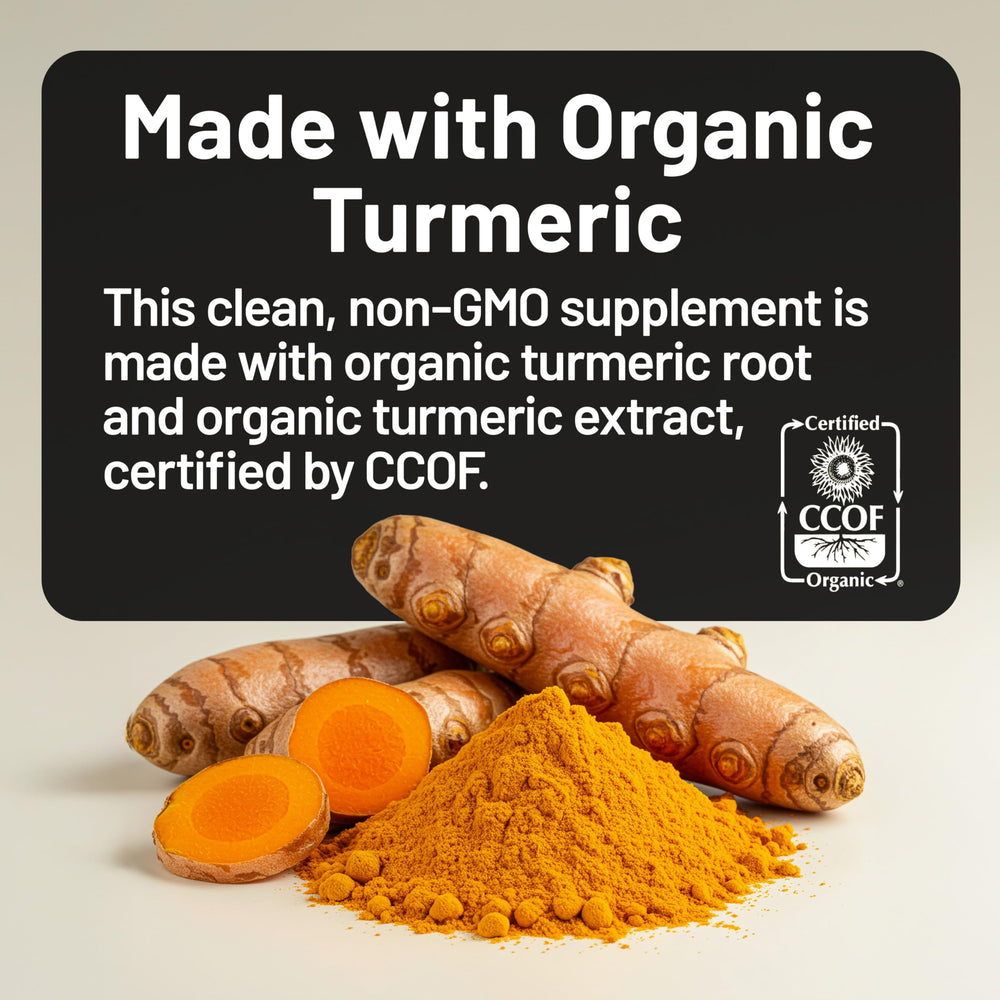 NatureWise Curcumin Turmeric ingredients close-up showing organic turmeric and ginger for daily vitality