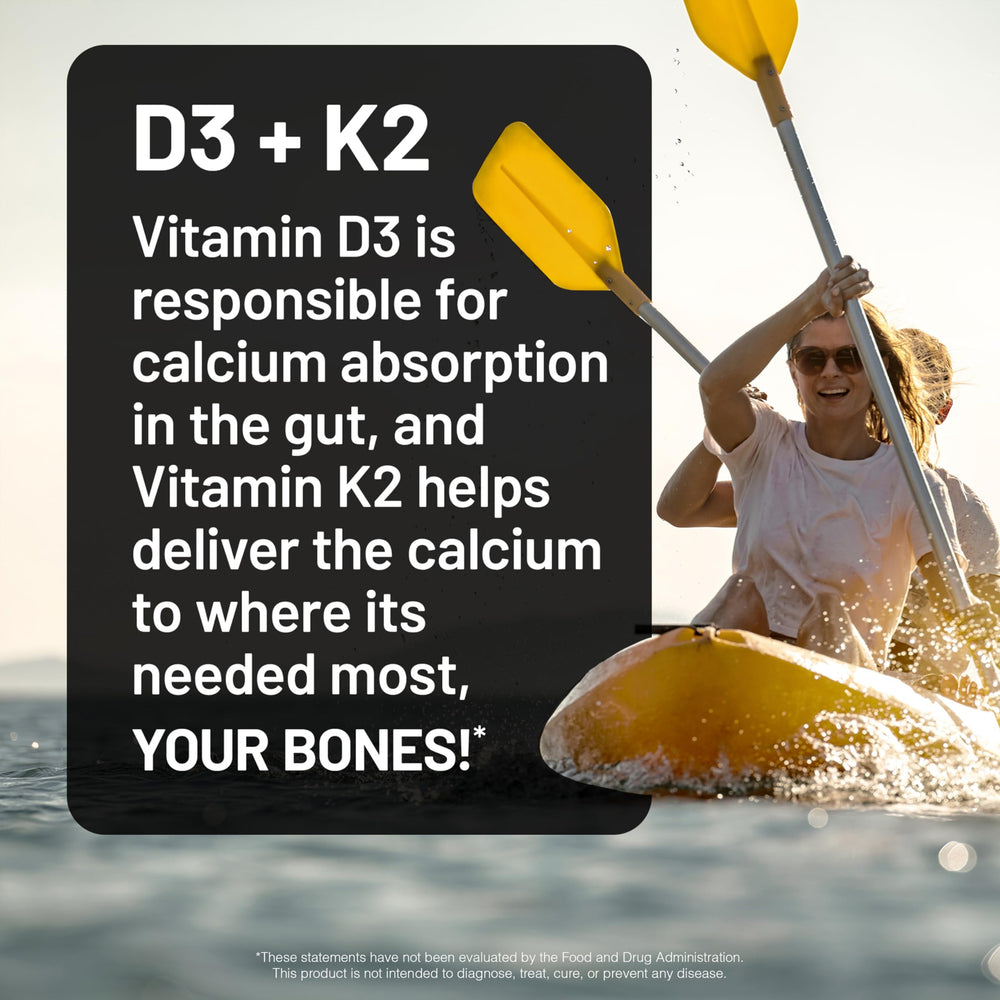 NatureWise D3 K2 label close-up highlighting vitamin blend and coconut oil.