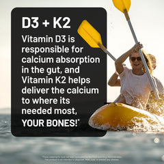 NatureWise D3 + K2 softgels pour demonstrates easy dosing.