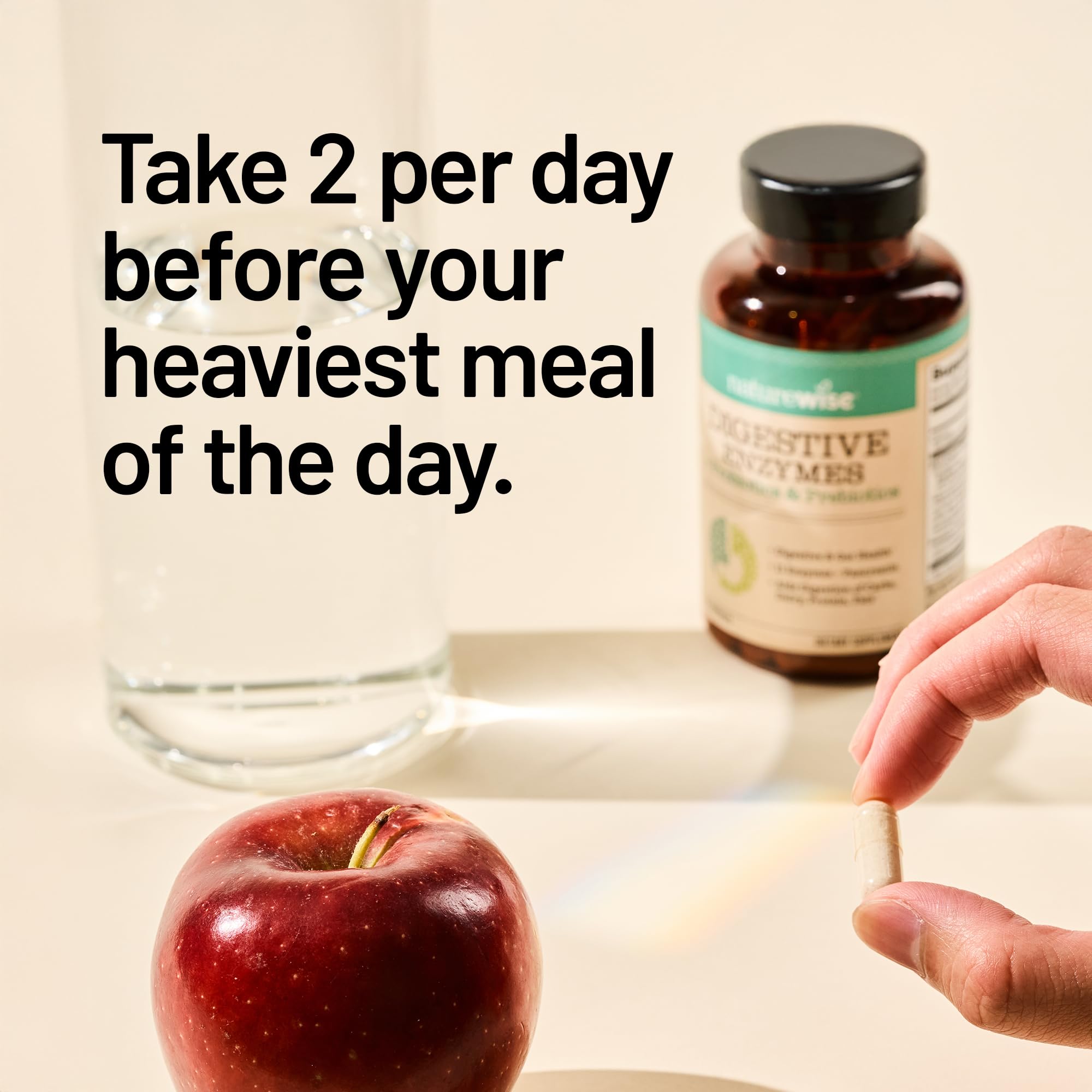 Lifestyle scene implying everyday digestion support with NatureWise product