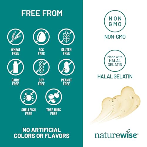 NatureWise gluten-free, non-GMO assurance icons on bottle