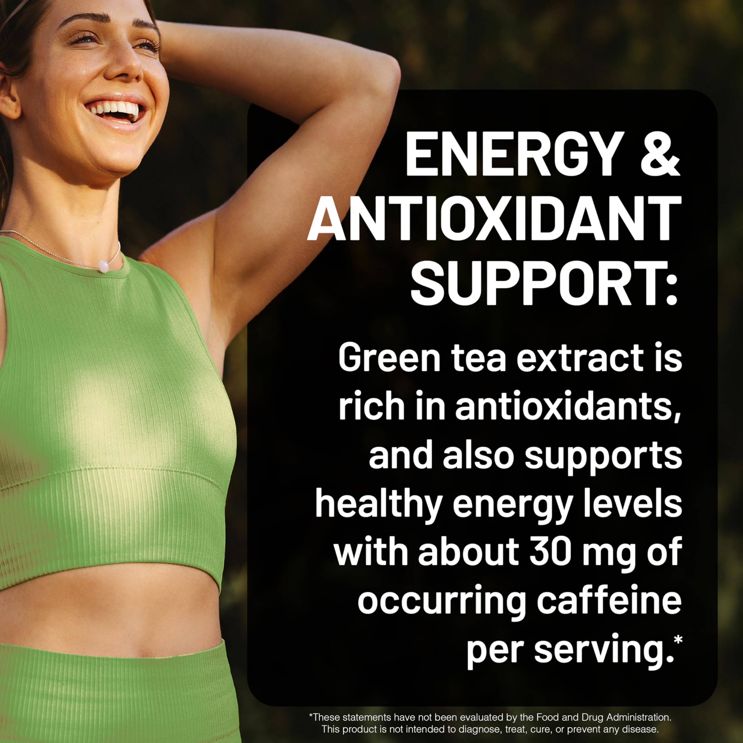 Third-party testing badge on NatureWise Green Tea Extract box.