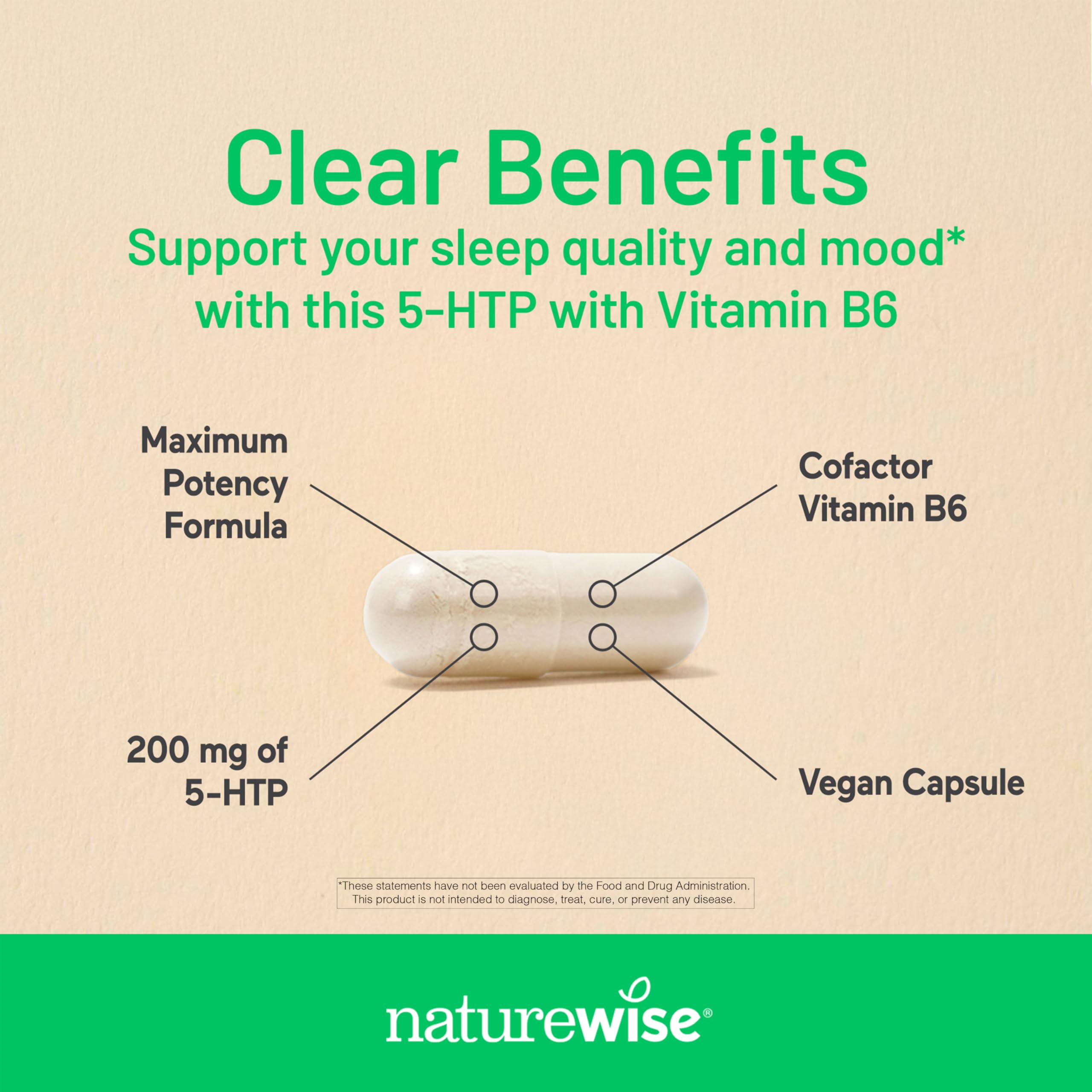 NatureWise Griffonia seeds origin label emphasizes vegan plant-based source.