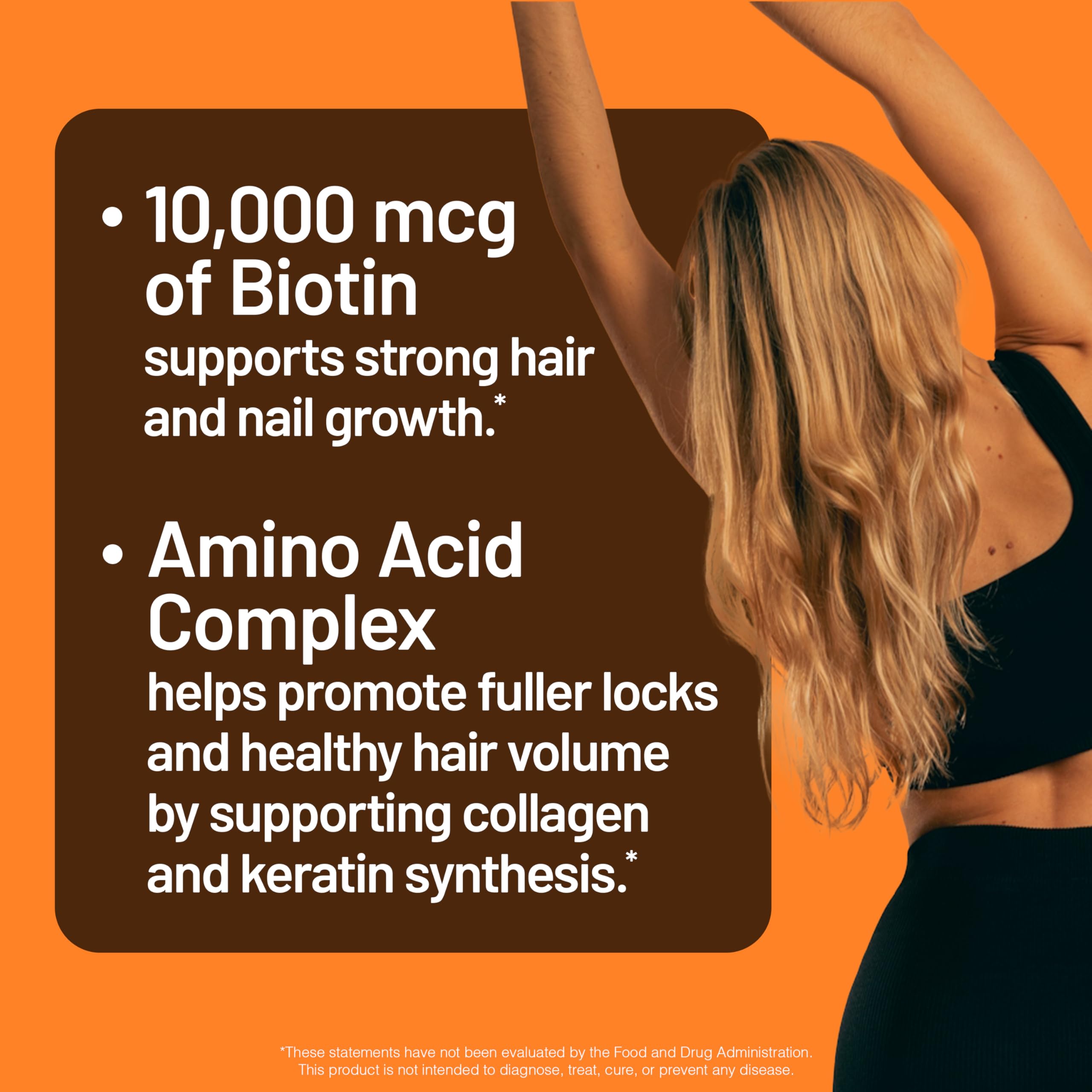 NatureWise Biotin 10k mcg label highlights hair and nails support.