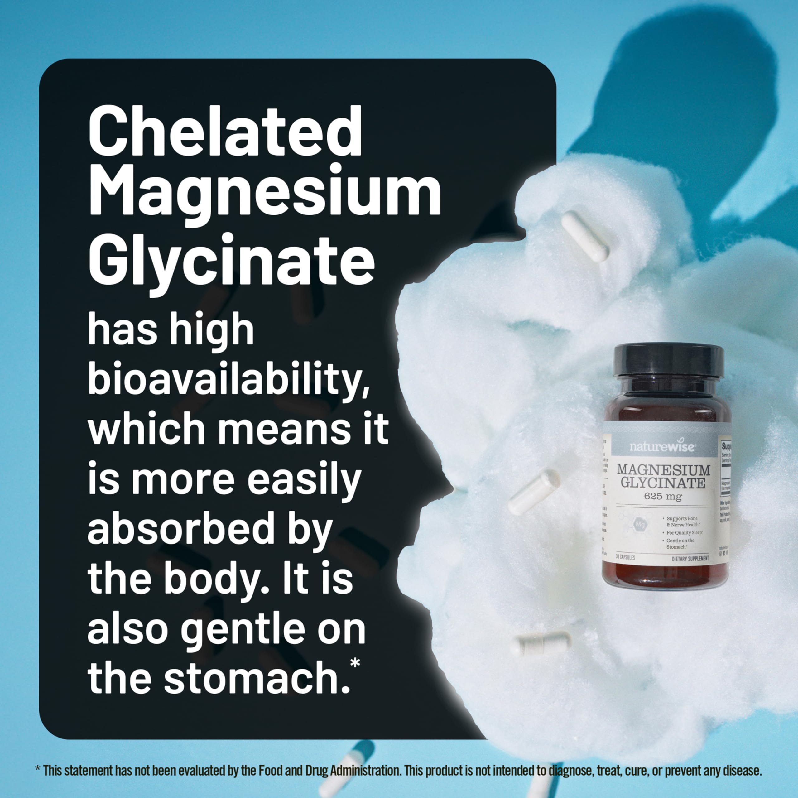 Vegan-friendly icon on NatureWise Magnesium Glycinate packaging.