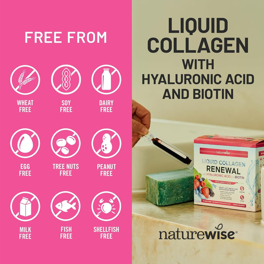 Mixed berry flavored NatureWise collagen served in a glass.