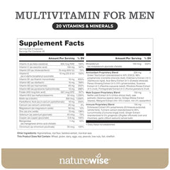 NatureWise Men’s Multivitamin capsules close-up promoting daily energy and immune support.