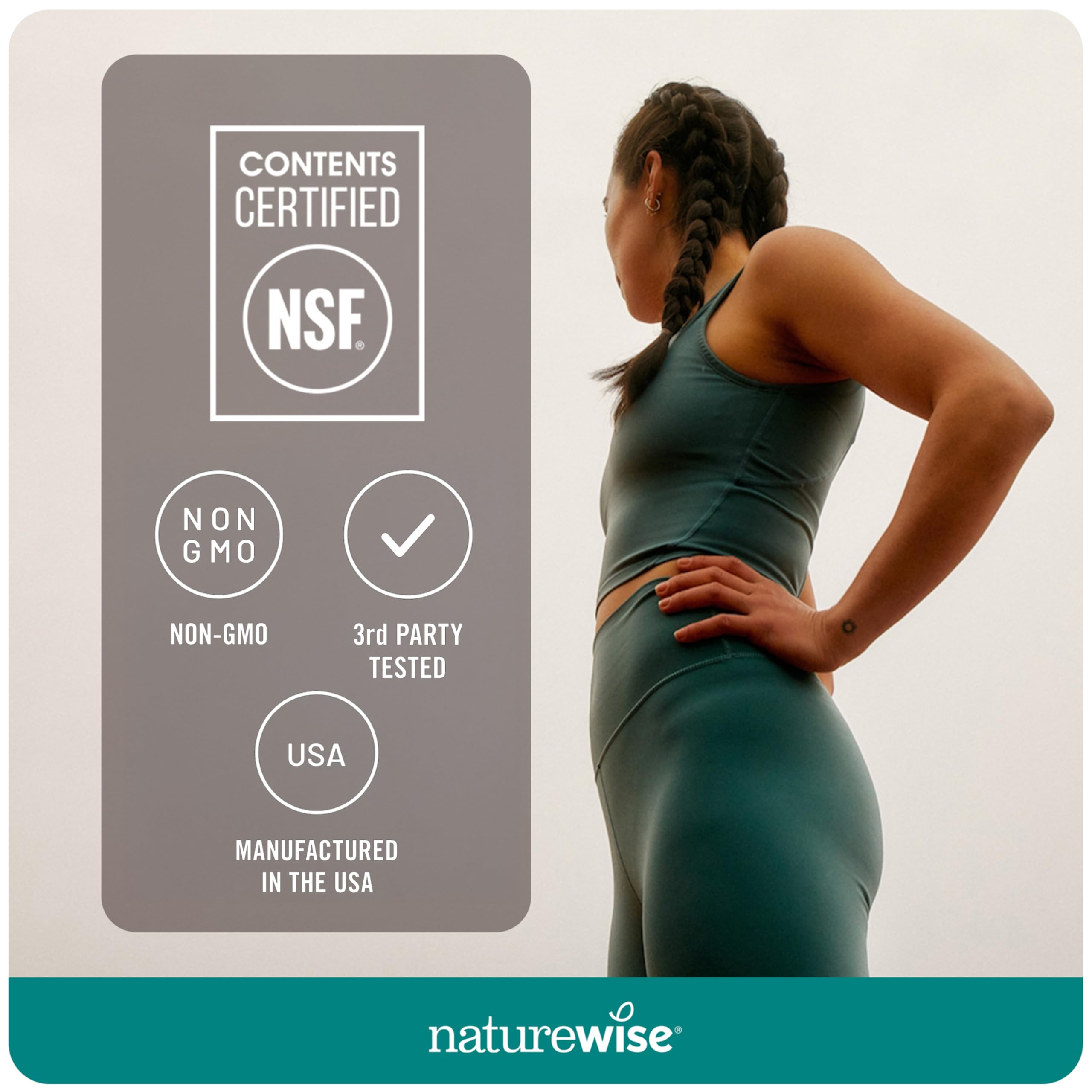 NatureWise no fishy burps banner implies cleaner tasting omega-3 experience.