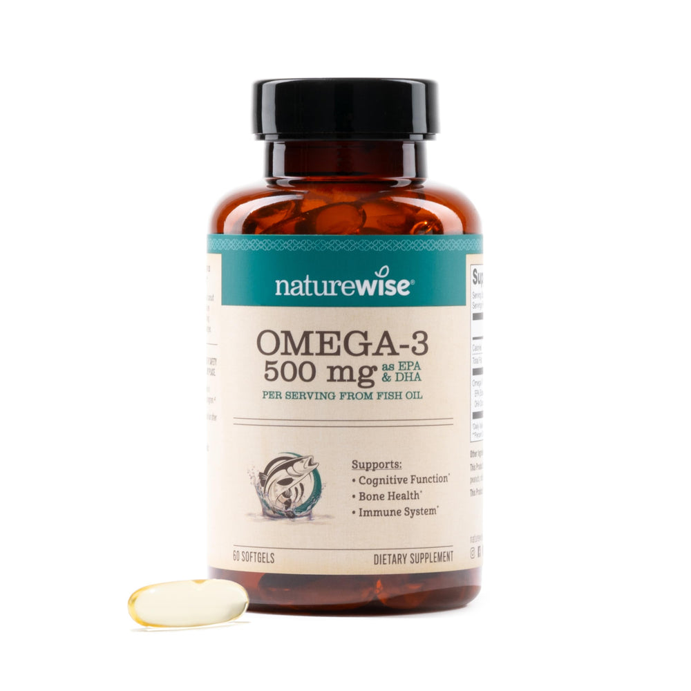 NatureWise Omega-3 bottle front view for daily wellness.