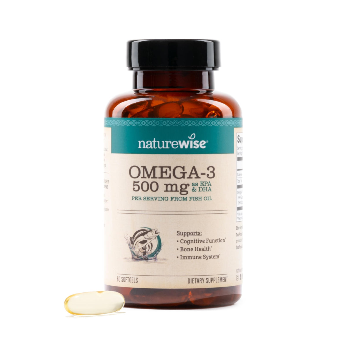 NatureWise Omega-3 bottle front view for daily wellness.