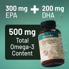 NatureWise Omega-3 EPA and DHA profile supports brain and heart health.