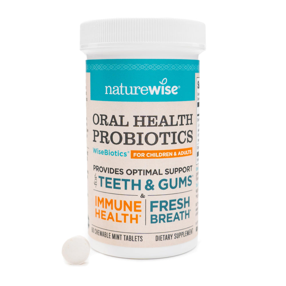 NatureWise Oral Probiotics mint chew pack for daily fresh breath.