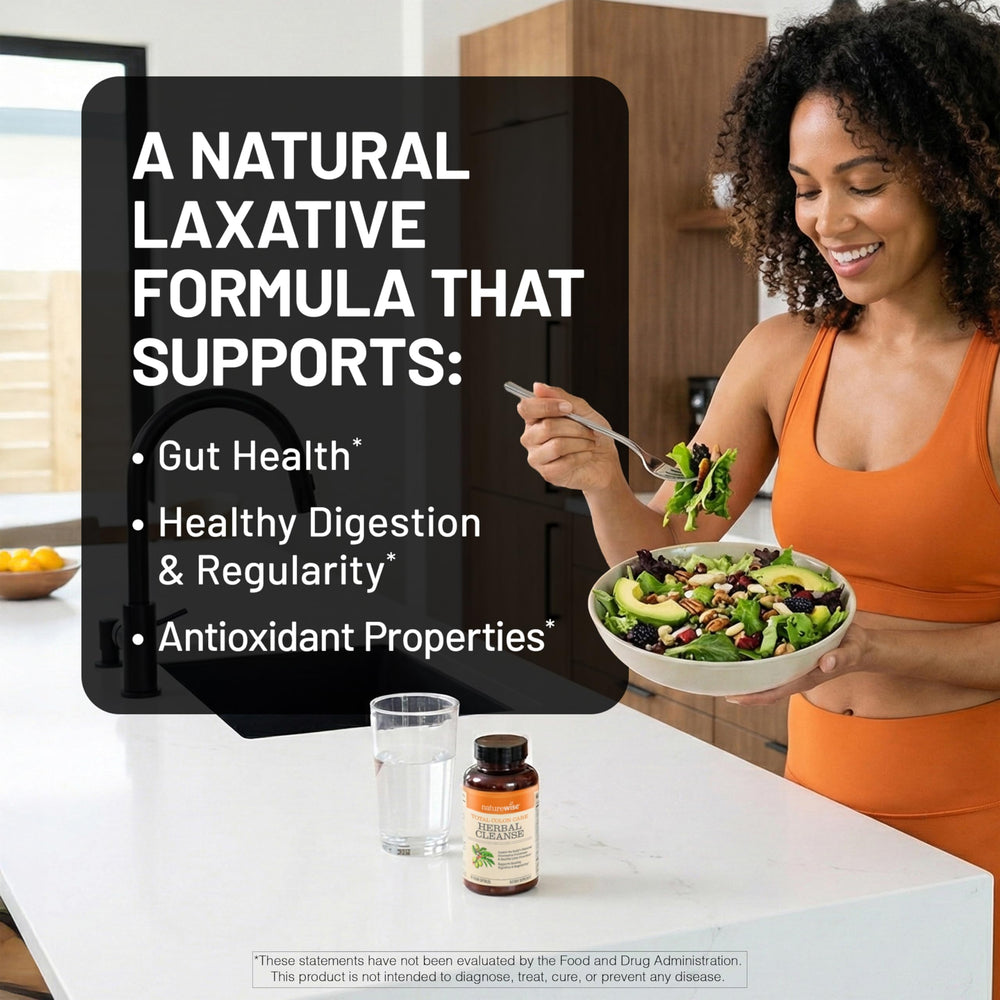 NatureWise Total Colon Care bottle cap highlights delayed-release capsules.