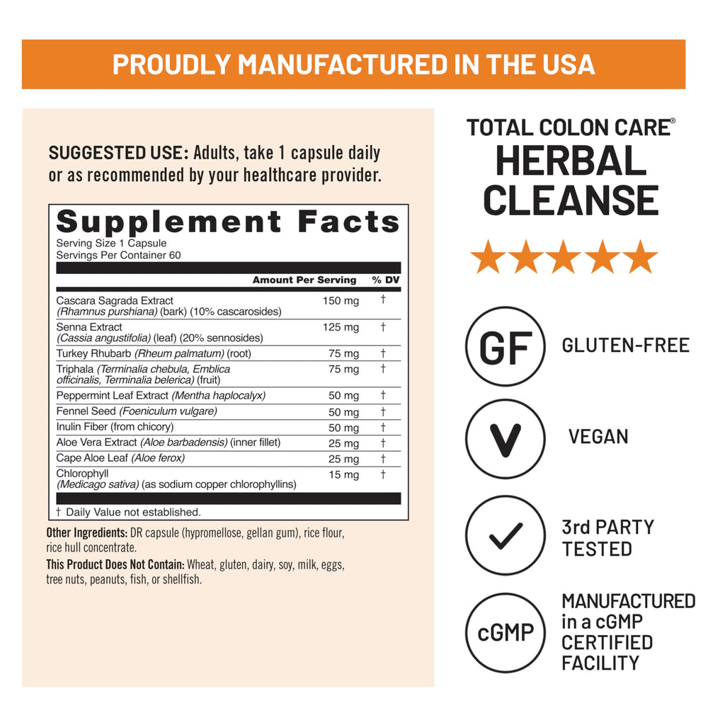 NatureWise Total Colon Care delayed-release label implies stomach-friendly delivery.