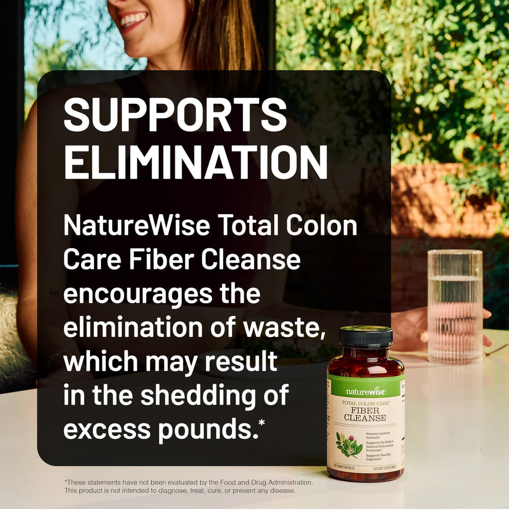NatureWise Total Colon Care ingredients graphic featuring psyllium and herbs.