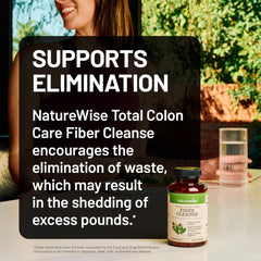 NatureWise Total Colon Care ingredients graphic featuring psyllium and herbs.