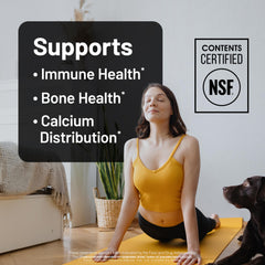 Close-up of NatureWise vegan D3 + K2 softgels for easy daily use