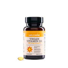 NatureWise Vegan Vitamin D3 5000IU softgel bottle for daily immune and bone support