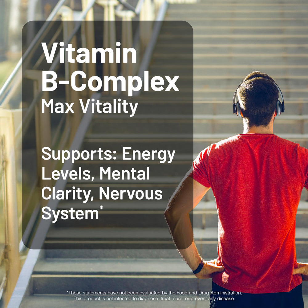NatureWise Vitamin B Complex bottle back label explains ingredients and dosing details