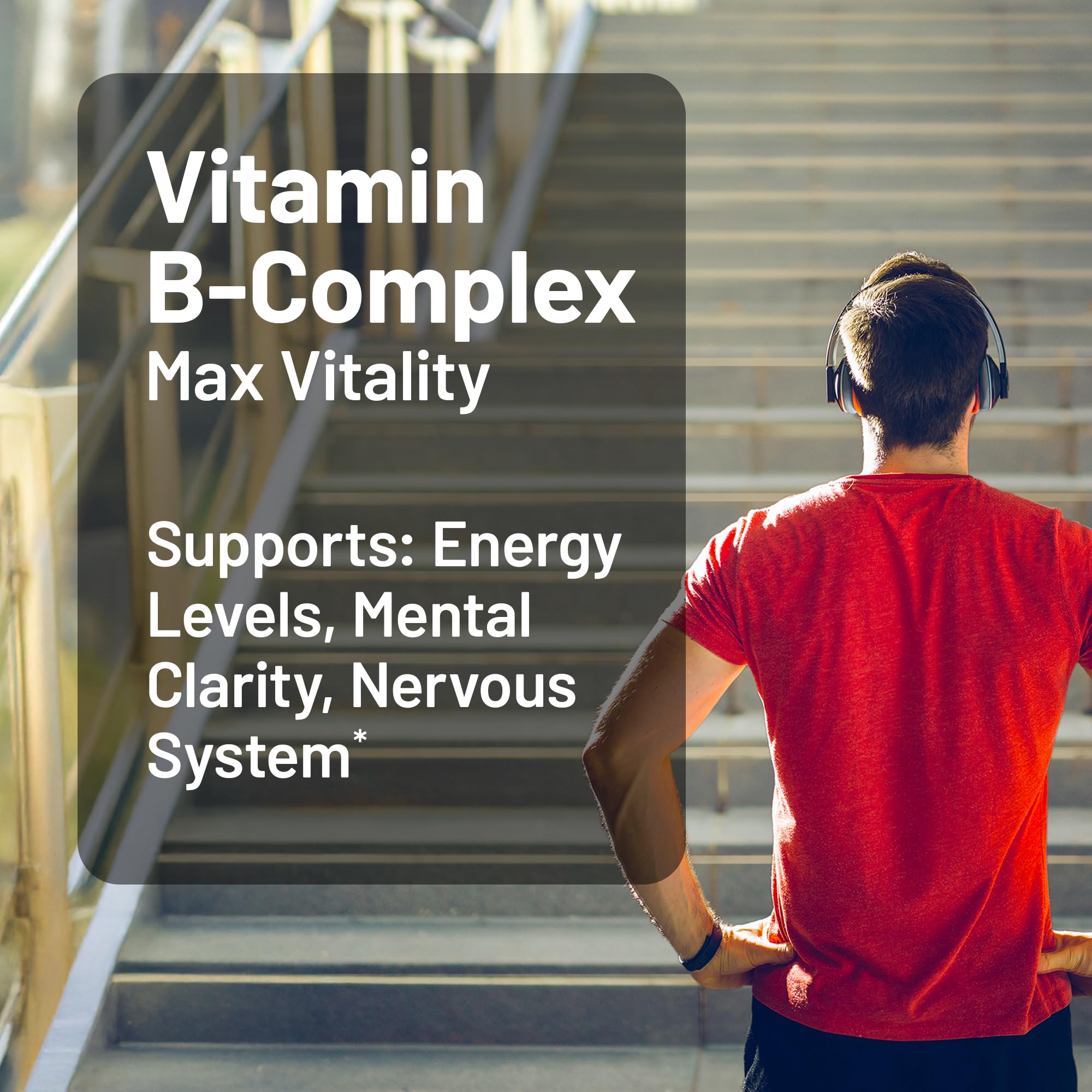 NatureWise B Complex bottle label close-up highlighting B vitamins.