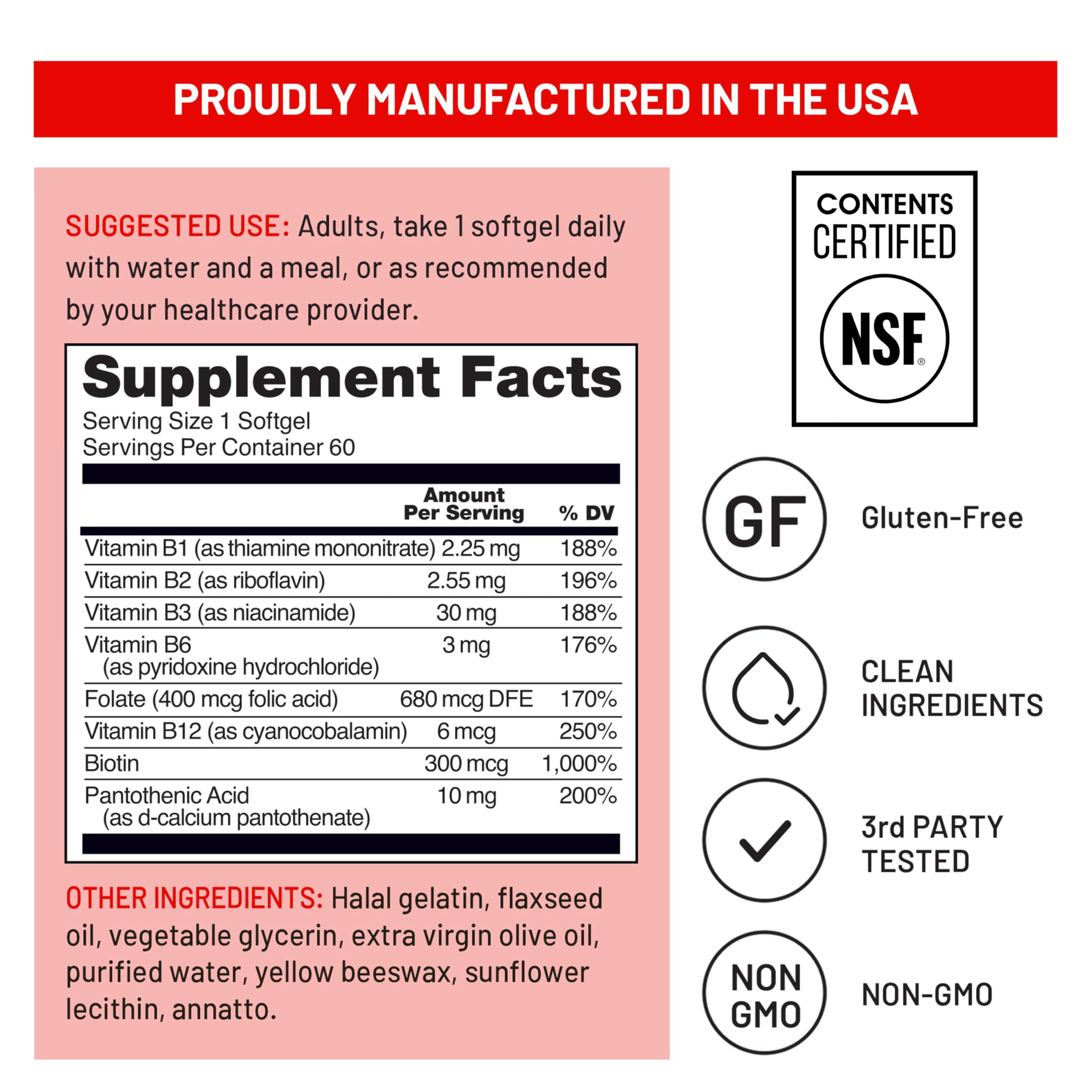 NatureWise Vitamin B Complex ingredient panel lists B vitamins for energy metabolism