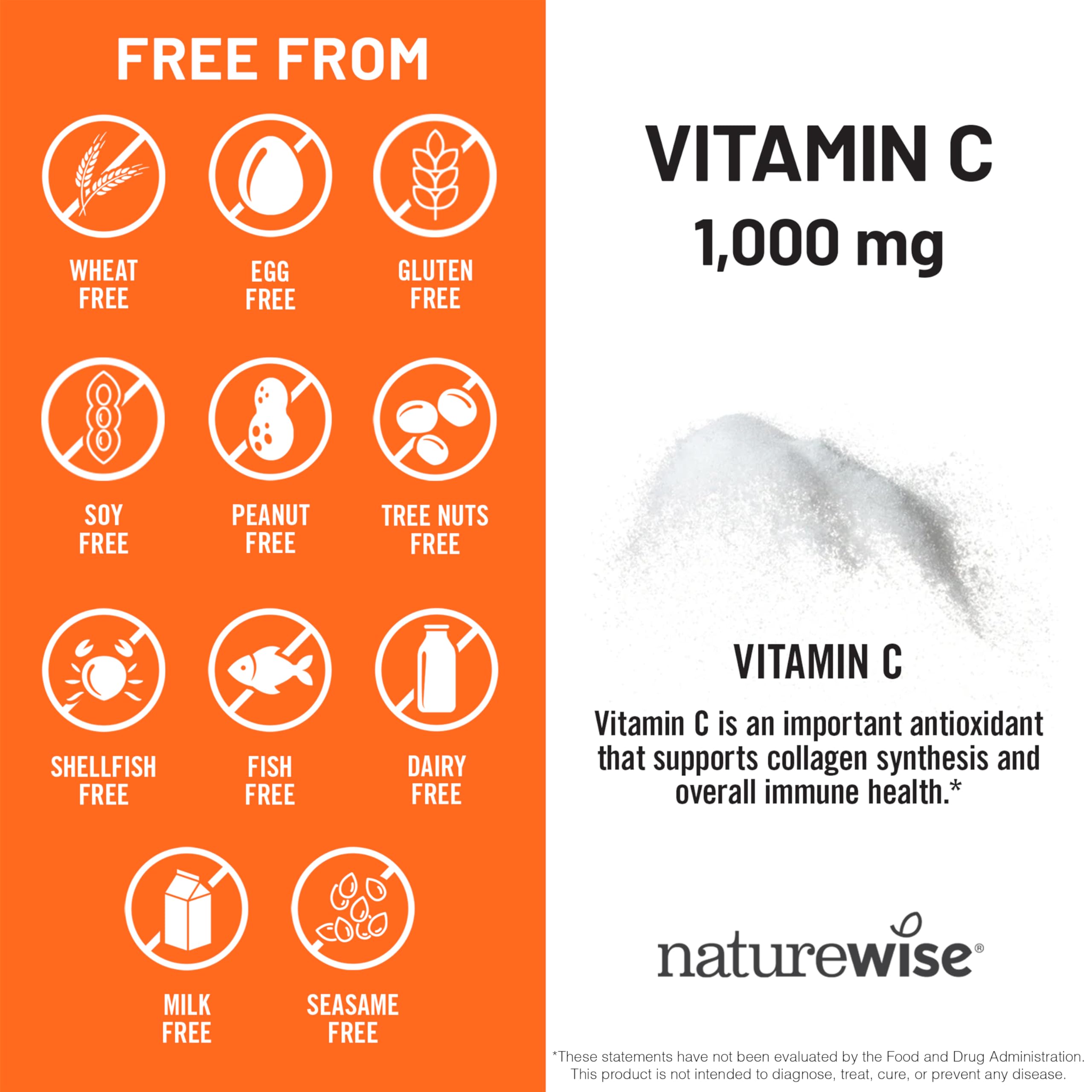 NatureWise Vitamin C 1000mg with vegan symbol for plant-based vitamin C