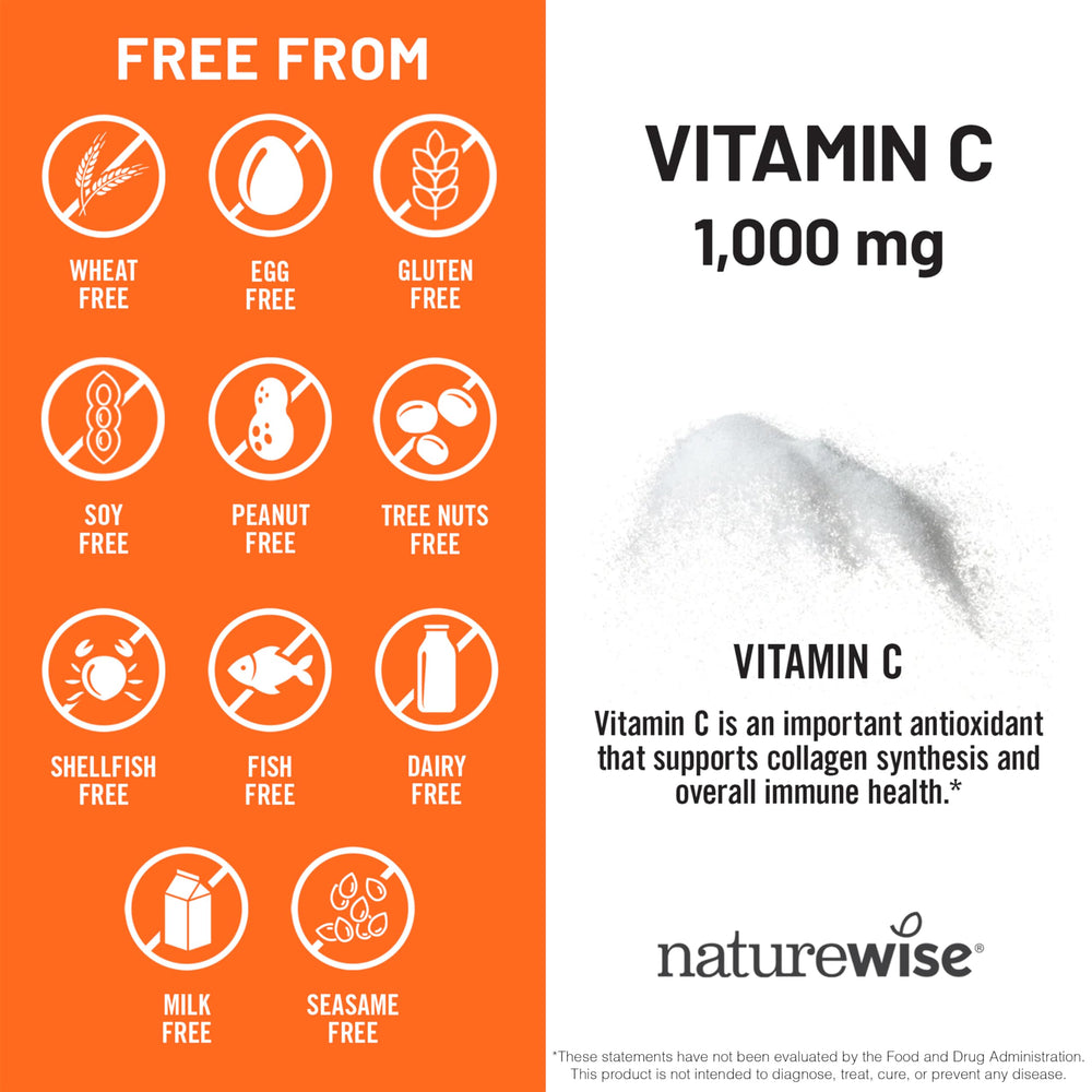 NatureWise Vitamin C 1000mg with vegan symbol for plant-based vitamin C