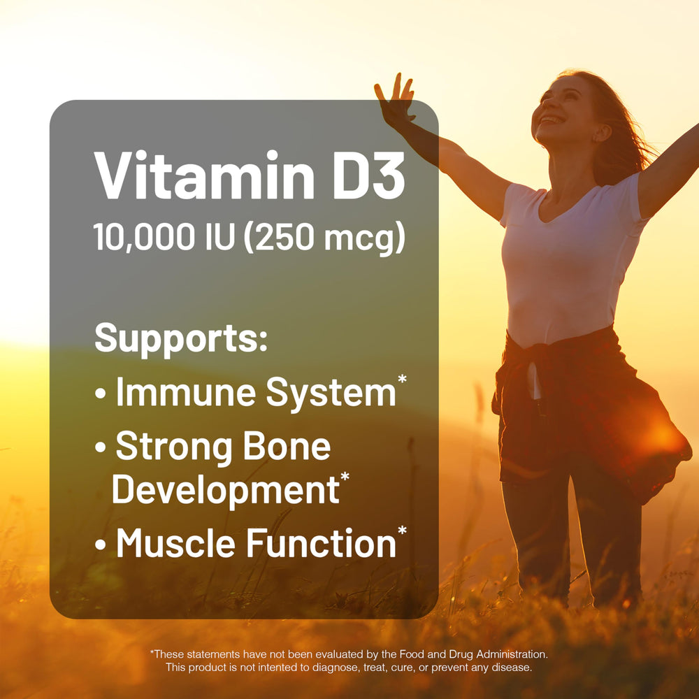 NatureWise Vitamin D3 softgels poured to show easy daily use