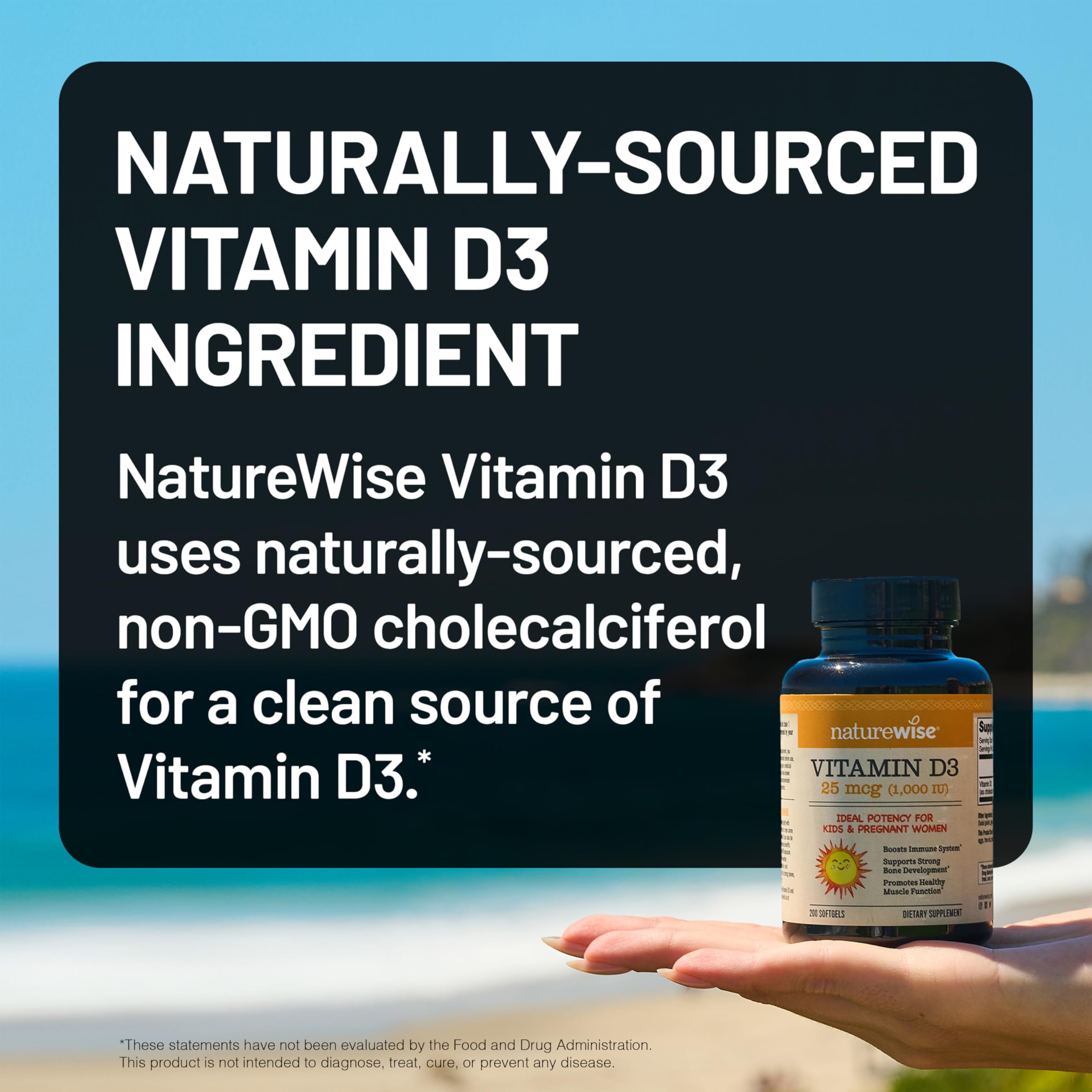 NatureWise Vitamin D3 label NSF-certified badge signaling tested purity and quality.