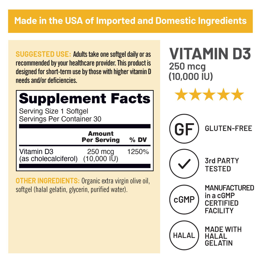NatureWise Vitamin D3 label view with dosage and ingredients