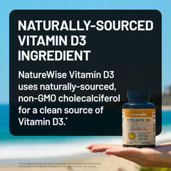 NatureWise Vitamin D3 in olive oil base to aid absorption.
