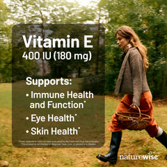 NatureWise Vitamin E 400IU softgels label closeup with ingredients and purity details