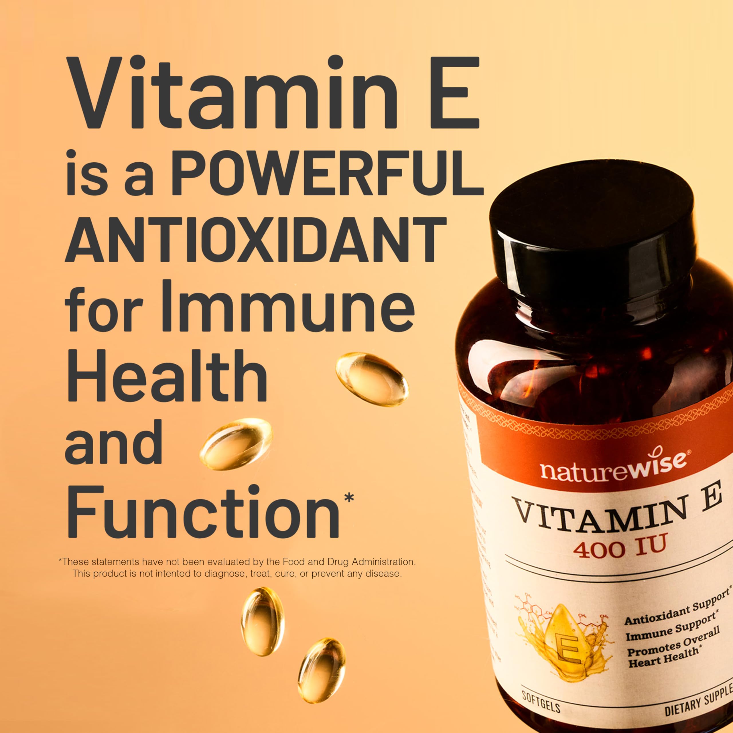 NatureWise Vitamin E nutrition facts panel provides dosage information