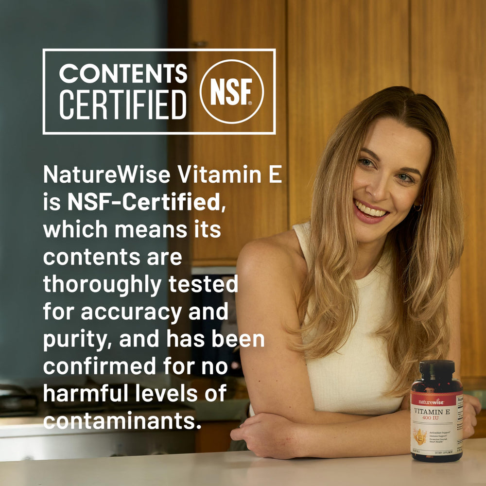 Bottle cap seal on NatureWise Vitamin E softgels packaging
