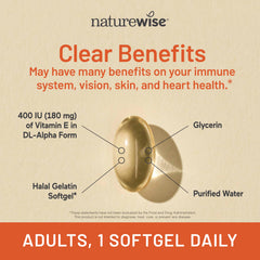 NatureWise Vitamin E softgels poured with meal illustrating fat-based absorption