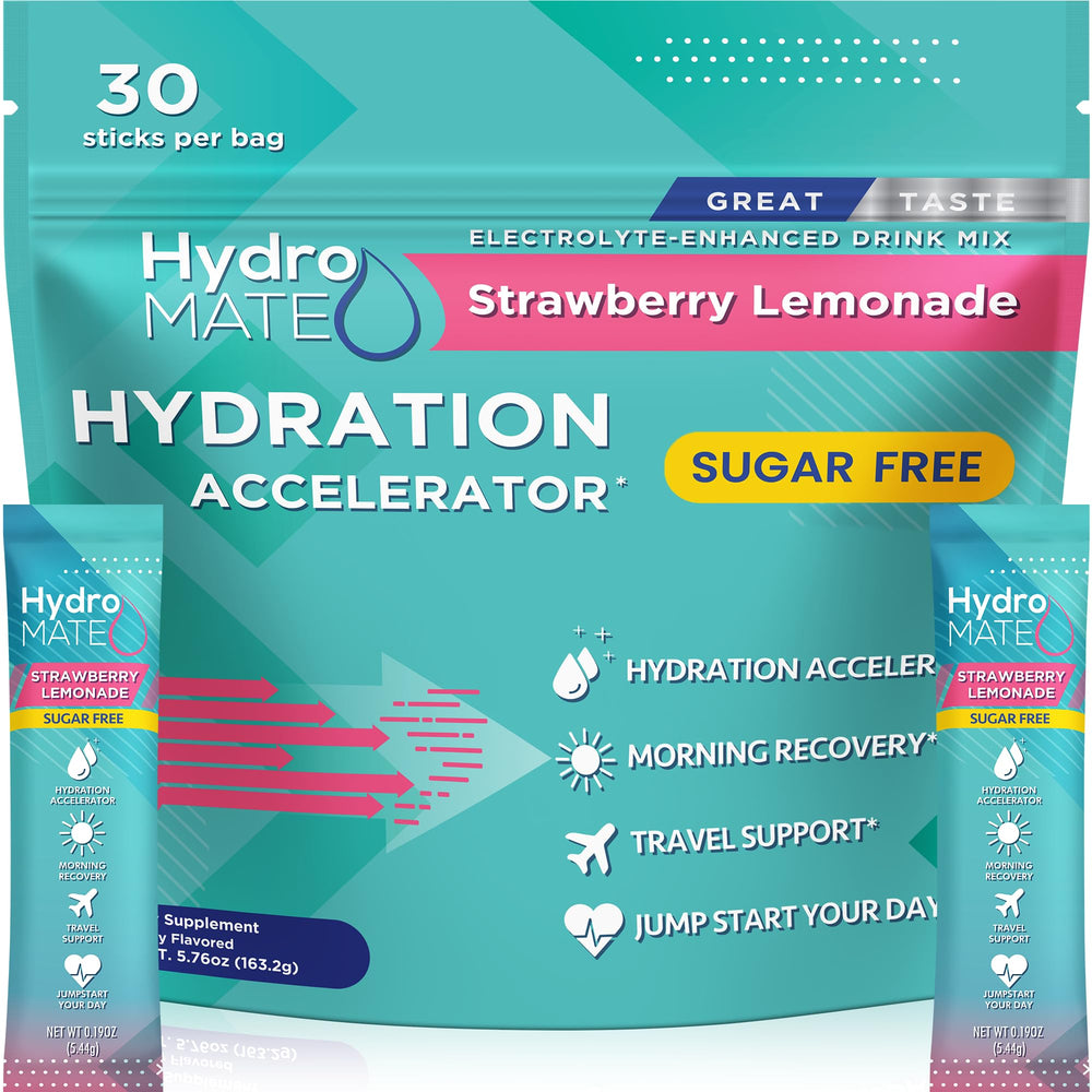 NatureWorks HydroMATE strawberry lemonade stick for quick on-the-go hydration.