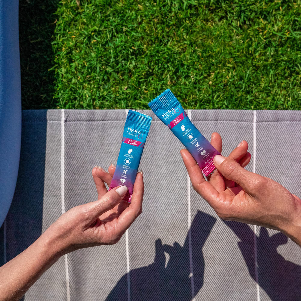 NatureWorks HydroMATE travel packs shown for convenient hydration on the go.