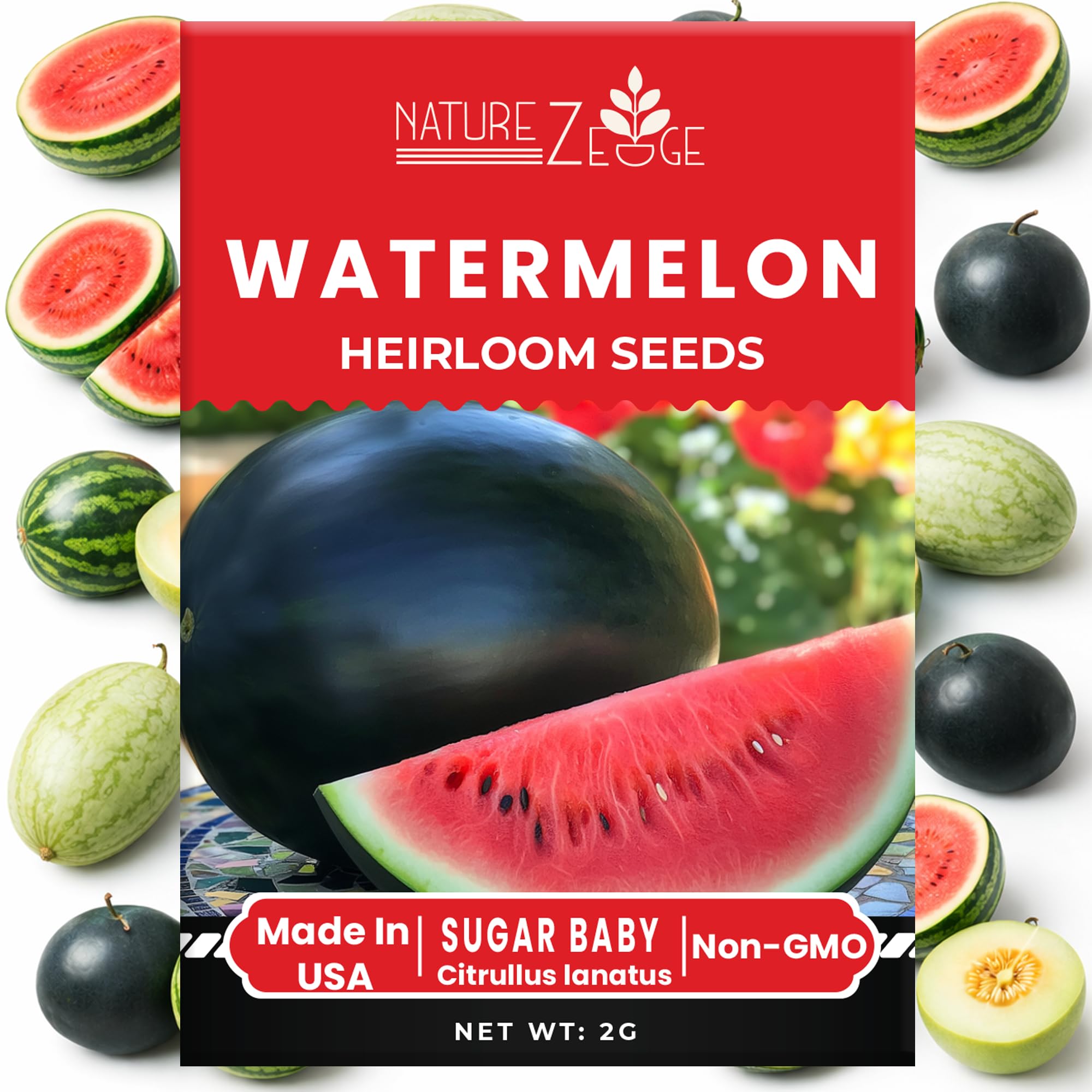 NatureZ Edge Black Diamond seeds pack for large, juicy melons in sun.