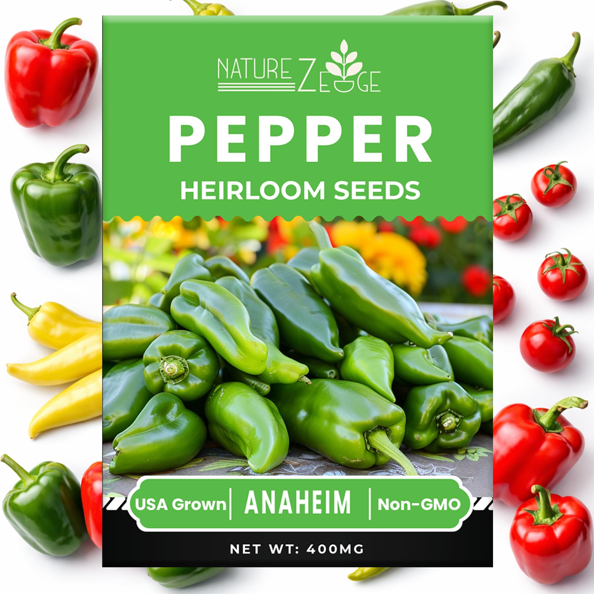 NatureZ Edge Pepperoncini seeds offering mild heat and snack-friendly peppers