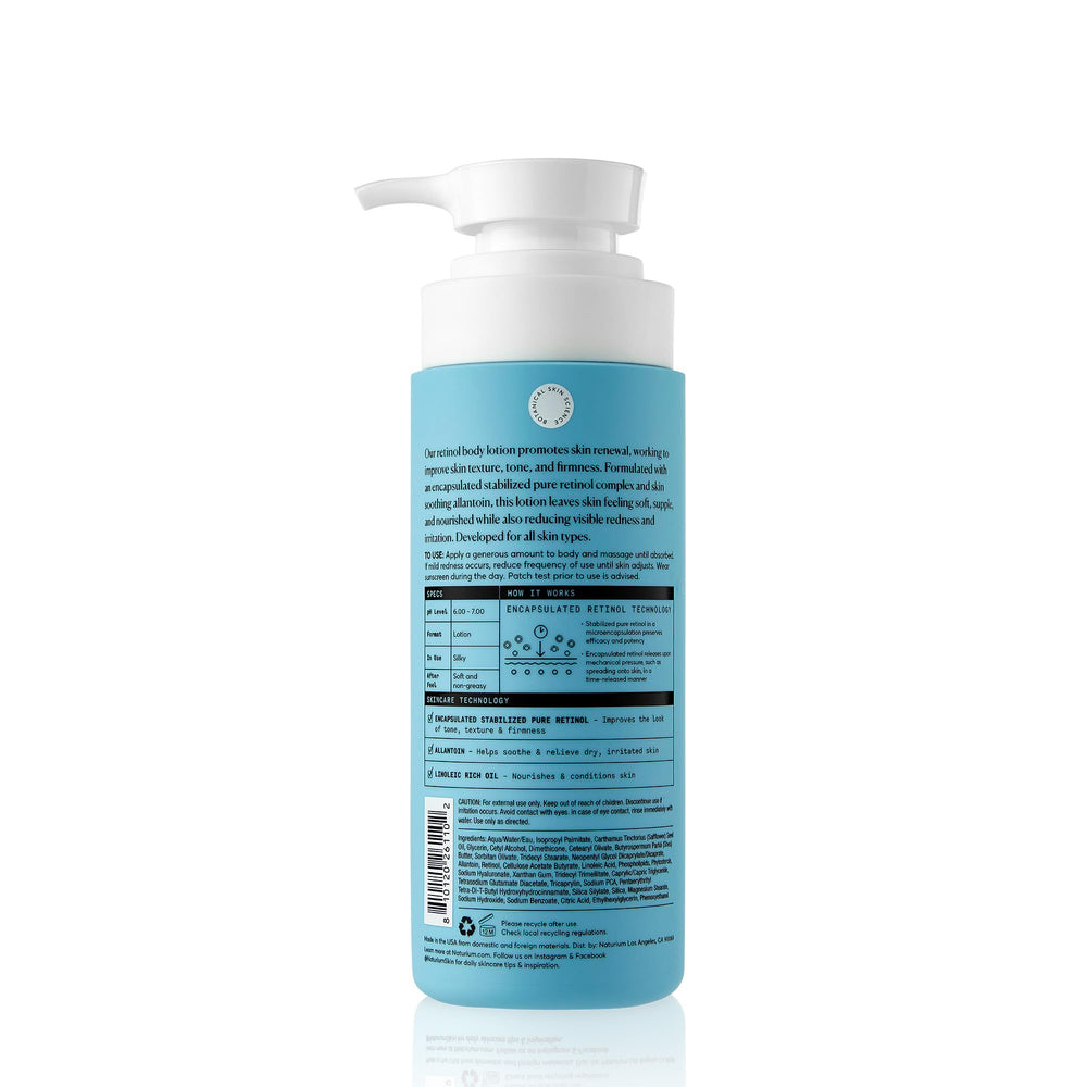 Naturium allantoin soothing component in retinol body lotion for calm skin.