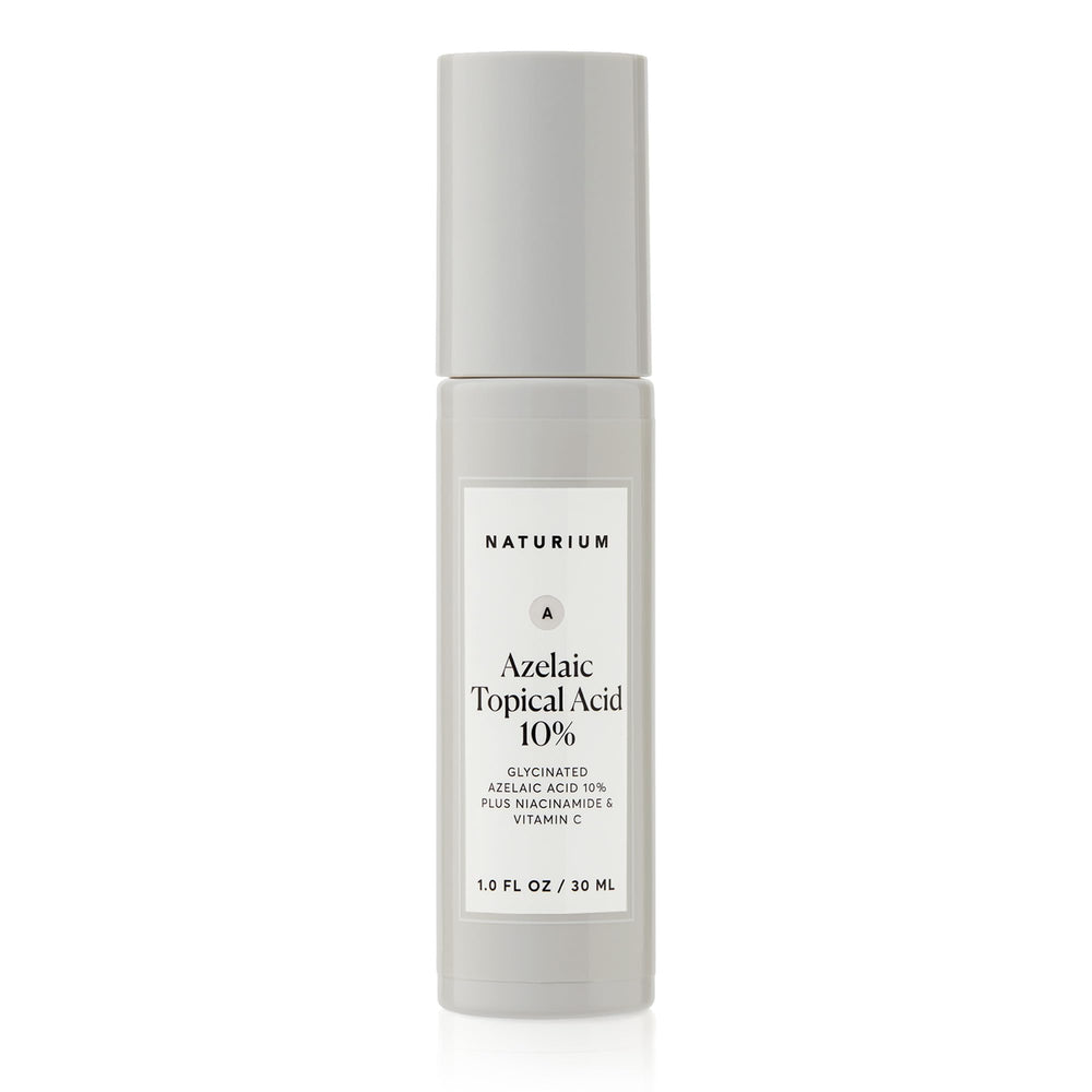 Naturium azelaic acid emulsion bottle with 10% concentration for even-toned skin.
