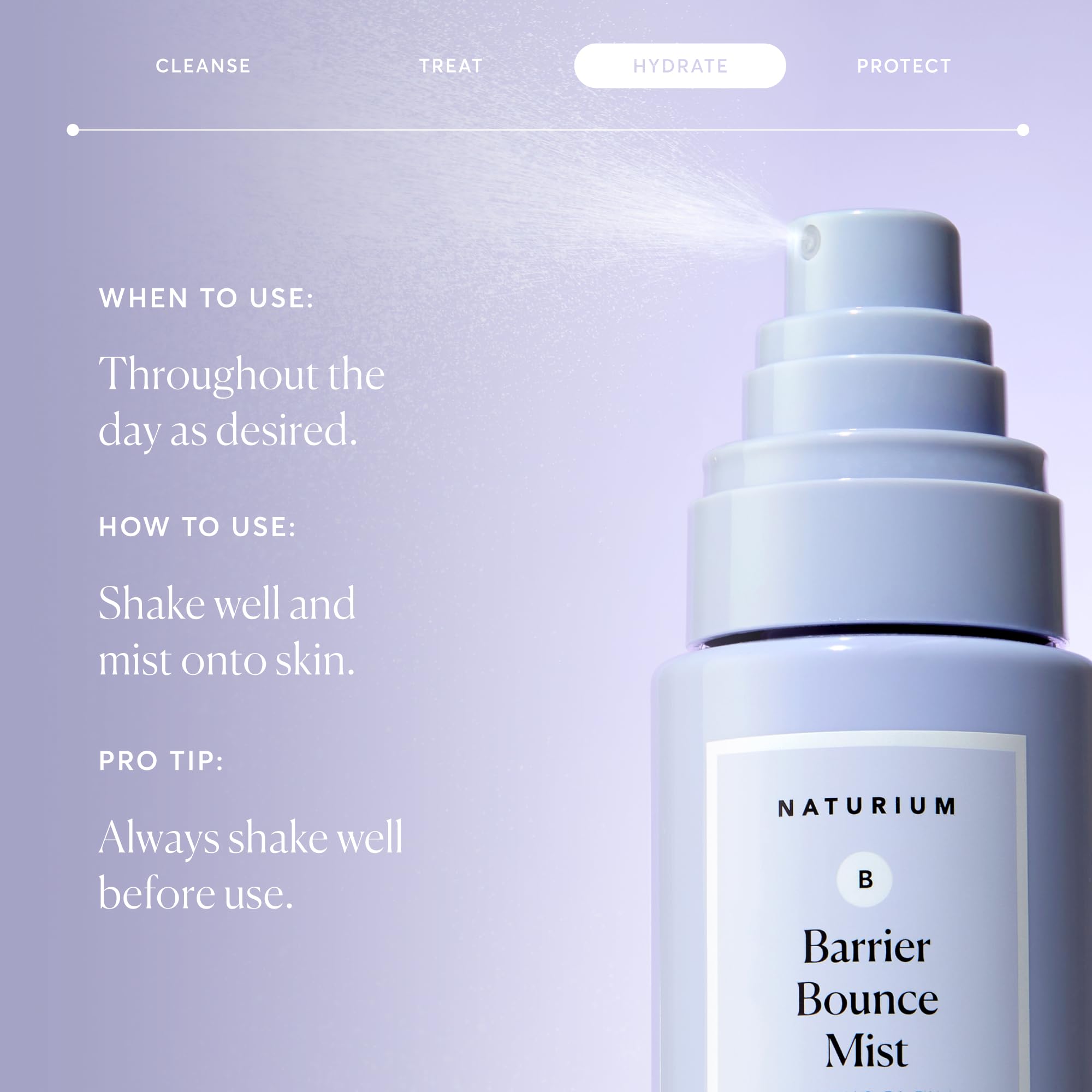 Naturium Barrier Bounce Mist application scene suggesting easy daily refresh.
