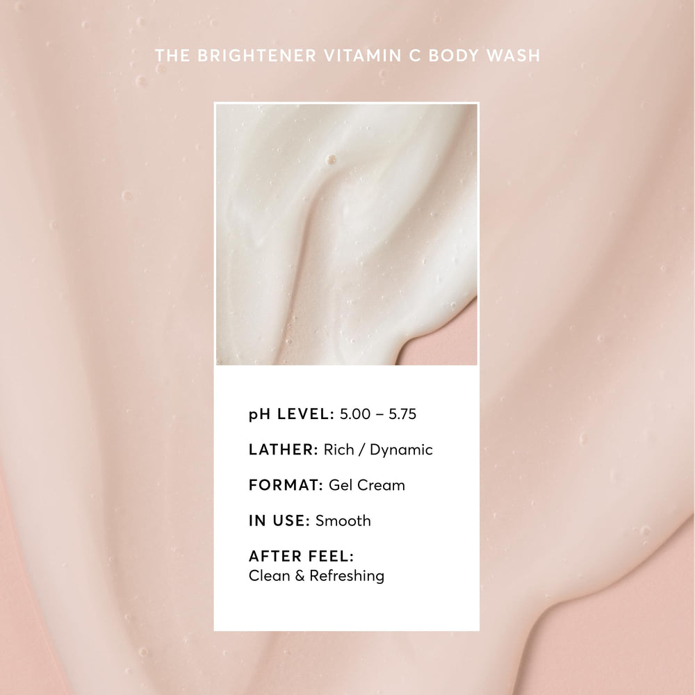Naturium The Brightener Vitamin C Body Wash label detail highlighting vegan and cruelty-free claims