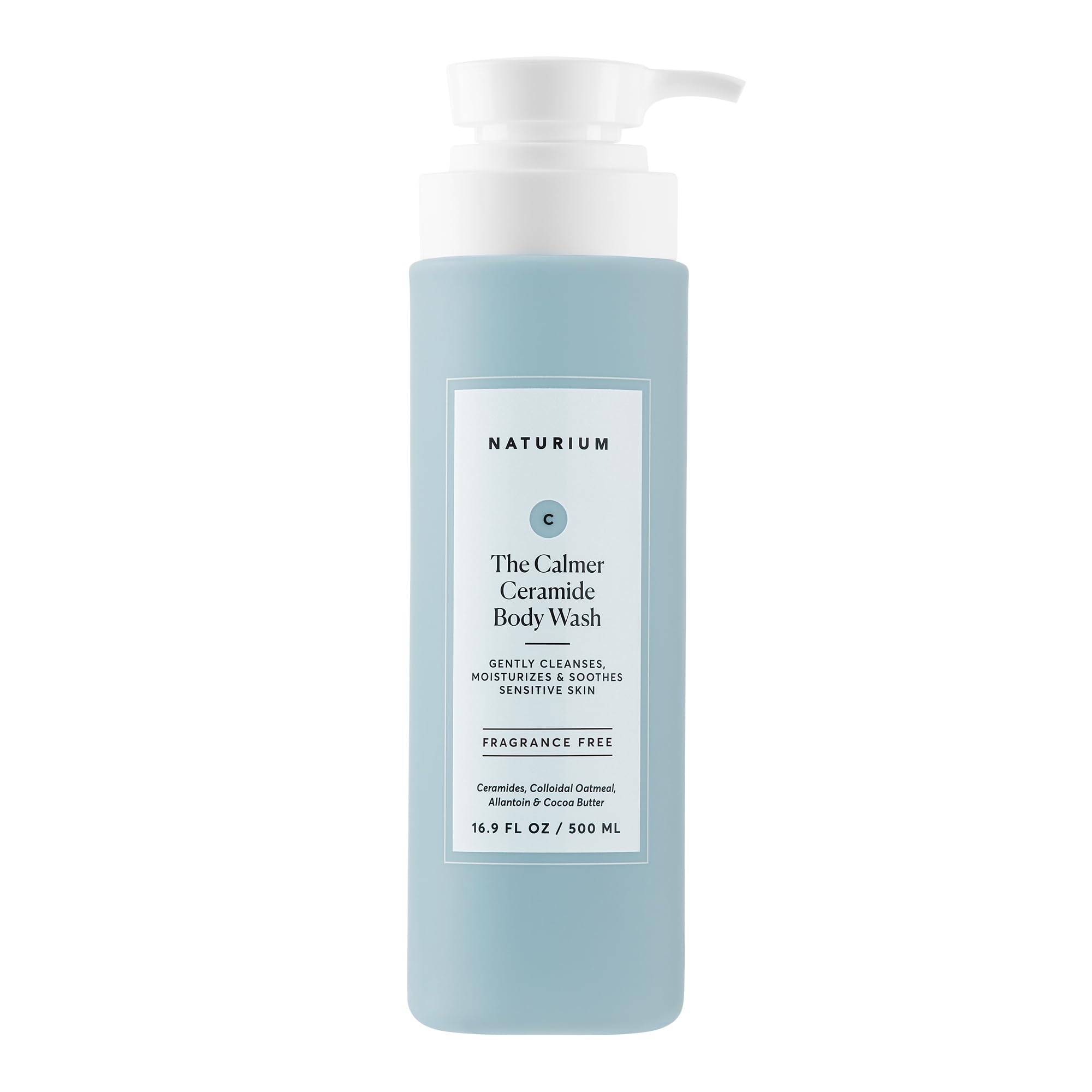 Naturium Calmer Ceramide Body Wash bottle for fragrance-free cleansing on sensitive skin