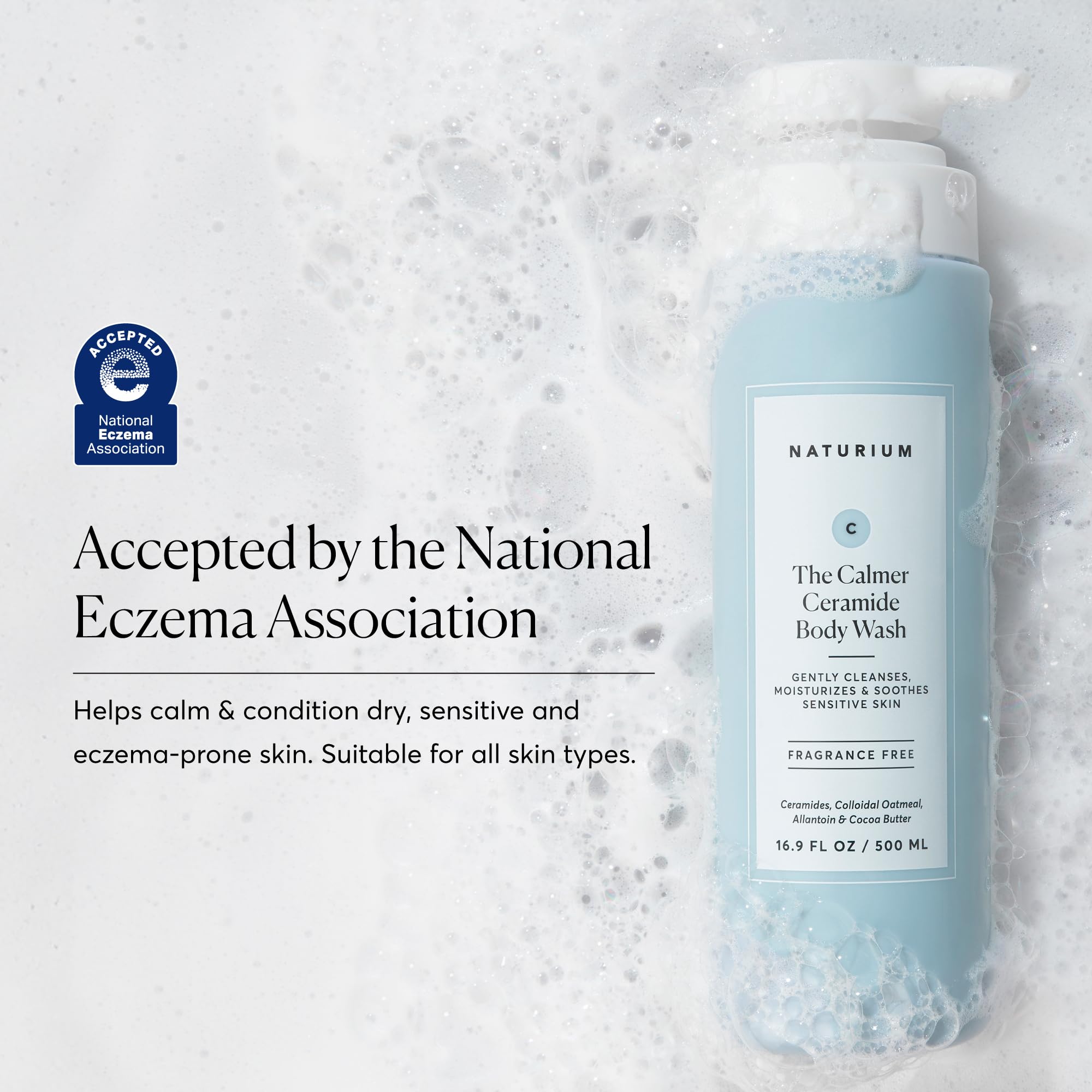 Naturium Calmer Ceramide Body Wash can be used on the face for gentle cleansing