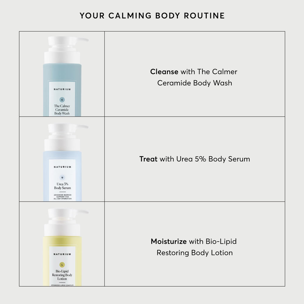 Naturium Calmer Ceramide Body Wash fragrance-free label for sensitive skin use